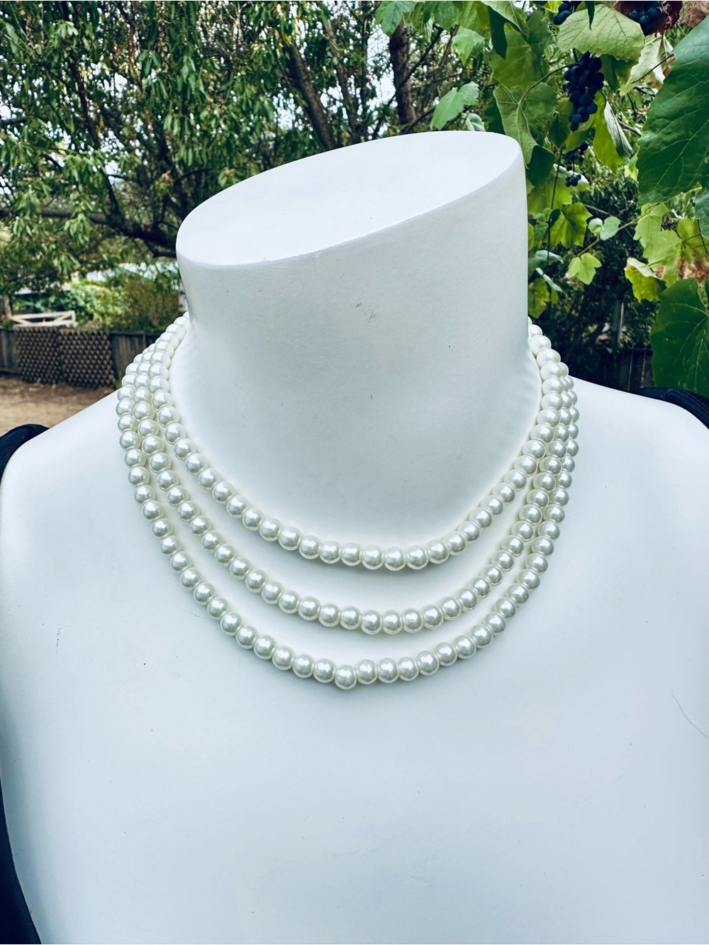 Vintage‎ Multi-Strand Faux Pearl Choker Necklace | Elegant Layered Collar